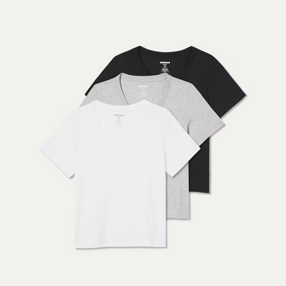 Women's Pima Cotton V-Neck T-Shirt 3-Pack