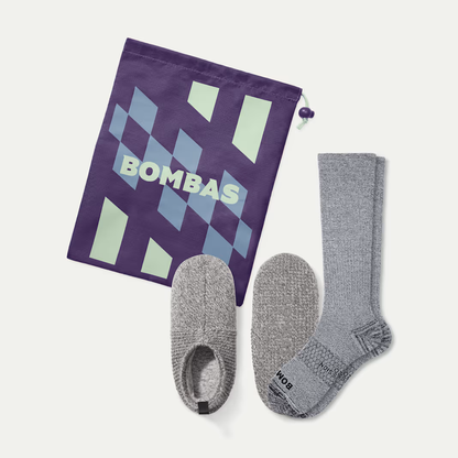 Women's Travel Compression Sock and Gripper Slipper 2-Pack